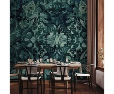 Artgeist Fototapetas - Oriental Pattern Carpet: Emerald Ornaments and Worn Patterns