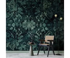 Artgeist Fototapetas - Oriental Pattern Carpet: Emerald Ornaments and Worn Patterns
