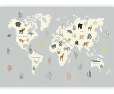 Artgeist Fototapetas - Pastel Planet - Animals and Underwater Plants on a Map