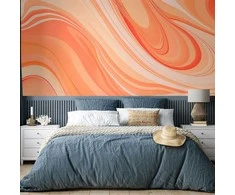 Artgeist Fototapetas - Peach Abstraction - Abstraction with Smoothly Transitioning Colors in Oranžinis Tones