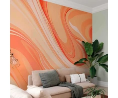 Artgeist Fototapetas - Peach Abstraction - Abstraction with Smoothly Transitioning Colors in Oranžinis Tones