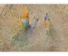 Artgeist Fototapetas - Peacocks in dance - bird motif among an abstract pattern with ornaments