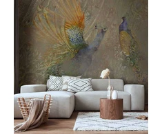Artgeist Fototapetas - Peacocks in dance - bird motif among an abstract pattern with ornaments
