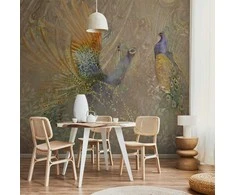 Artgeist Fototapetas - Peacocks in dance - bird motif among an abstract pattern with ornaments