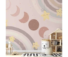 Artgeist Fototapetas - Phases of the Moon Among Stars and Rainbows