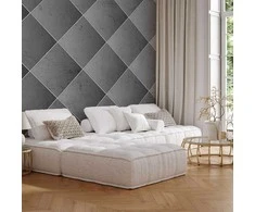 Artgeist Fototapetas - Pilkas symmetry - geometric concrete pattern with baltas joints