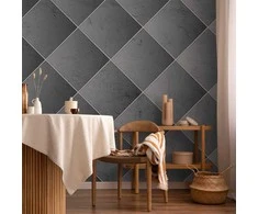 Artgeist Fototapetas - Pilkas symmetry - geometric concrete pattern with baltas joints