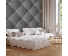 Artgeist Fototapetas - Pilkas symmetry - geometric concrete pattern with baltas joints