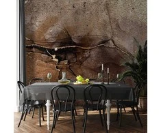 Artgeist Fototapetas - Rock abstraction - ruda and beige pattern in the style of cracked stone