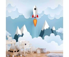 Artgeist Fototapetas - Rocket in the Clouds
