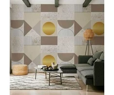 Artgeist Fototapetas - rusvai gelsvas and Gold Geometric Pattern