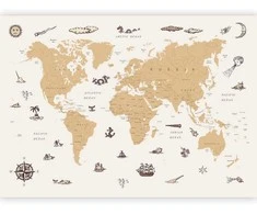 Artgeist Fototapetas - Sea Wolf Map - Countries With Pirate Illustrations