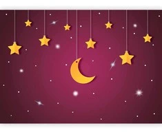 Artgeist Fototapetas - Skyline - violet night sky landscape with stars for children