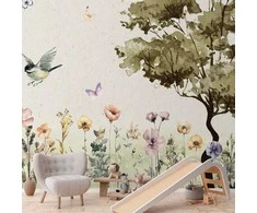 Artgeist Fototapetas - Spring Meadow - a Clearing With Flowers Painted in Watercolours