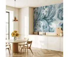 Artgeist Fototapetas - Stone Baroque Ornaments in Light Shades of Gray-Mėlyna