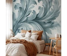 Artgeist Fototapetas - Stone Baroque Ornaments in Light Shades of Gray-Mėlyna