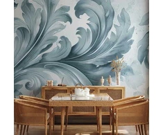 Artgeist Fototapetas - Stone Baroque Ornaments in Light Shades of Gray-Mėlyna