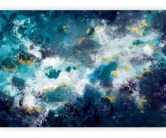 Artgeist Fototapetas - Stormy ocean - abstract mėlynas composition in watercolour style