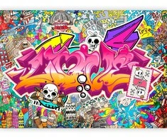 Artgeist Fototapetas - Street art - abstract urban colour graffiti mural with lettering