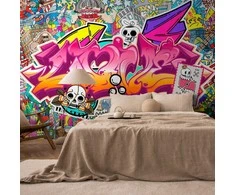 Artgeist Fototapetas - Street art - abstract urban colour graffiti mural with lettering