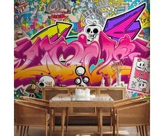 Artgeist Fototapetas - Street art - abstract urban colour graffiti mural with lettering