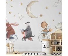 Artgeist Fototapetas - Subtle Animals Among the Stars (Watercolour)