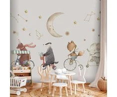 Artgeist Fototapetas - Subtle Animals Among the Stars (Watercolour)