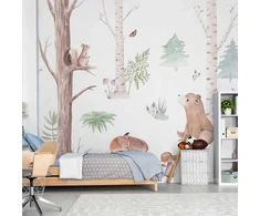 Artgeist Fototapetas - Subtle Illustration With Forest Animals