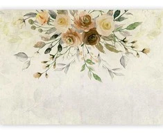 Artgeist Fototapetas - Summer bloom - retro floral motif with flowers and leaves with patterns