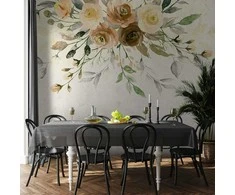 Artgeist Fototapetas - Summer bloom - retro floral motif with flowers and leaves with patterns