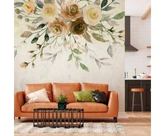 Artgeist Fototapetas - Summer bloom - retro floral motif with flowers and leaves with patterns