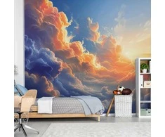 Artgeist Fototapetas - Sunset Over a Cloudy Sea: A Wonderful Symphony of Colors