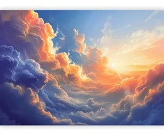 Artgeist Fototapetas - Sunset Over a Cloudy Sea: A Wonderful Symphony of Colors