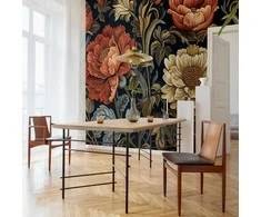 Artgeist Fototapetas - Tapestry Large Flowers Retro Floral Motif in Kilim Style