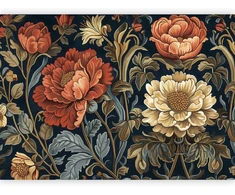 Artgeist Fototapetas - Tapestry Large Flowers Retro Floral Motif in Kilim Style
