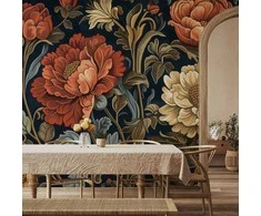 Artgeist Fototapetas - Tapestry Large Flowers Retro Floral Motif in Kilim Style