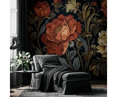 Artgeist Fototapetas - Tapestry Large Flowers Retro Floral Motif in Kilim Style