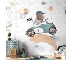 Artgeist Fototapetas - Teddy Bear in a Racing Car