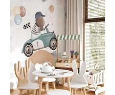 Artgeist Fototapetas - Teddy Bear in a Racing Car