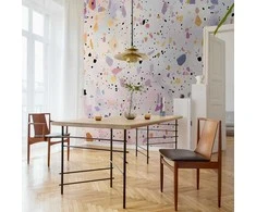 Artgeist Fototapetas - Terrazzo in Confetti Style Violet-Rožinė Colorful Pattern