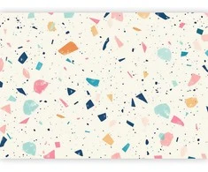 Artgeist Fototapetas - Terrazzo with Multicolored Large Elements Cheerful Pattern on a Light Background