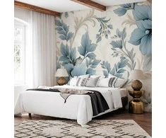 Artgeist Fototapetas - Turquoise Flowers in Retro Ambience - Floristic Ornaments