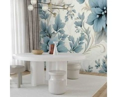 Artgeist Fototapetas - Turquoise Flowers in Retro Ambience - Floristic Ornaments