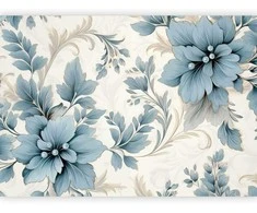 Artgeist Fototapetas - Turquoise Flowers in Retro Ambience - Floristic Ornaments