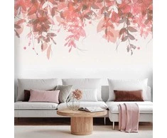 Artgeist Fototapetas - Under vegetation - hanging vines of pink leaves on a neutral background