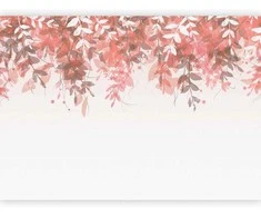 Artgeist Fototapetas - Under vegetation - hanging vines of pink leaves on a neutral background
