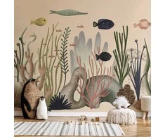 Artgeist Fototapetas - Underwater World - Fish and Corals in Pastel Colours