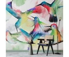 Artgeist Fototapetas - Watercolor Birds