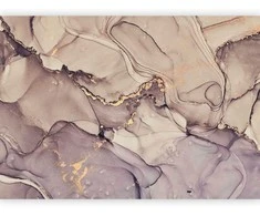 Artgeist Fototapetas - Watercolour Abstraction - Powder Rožinė Marble With Gold Accents