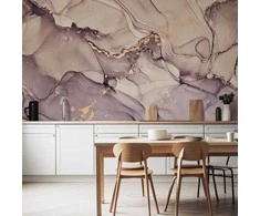 Artgeist Fototapetas - Watercolour Abstraction - Powder Rožinė Marble With Gold Accents